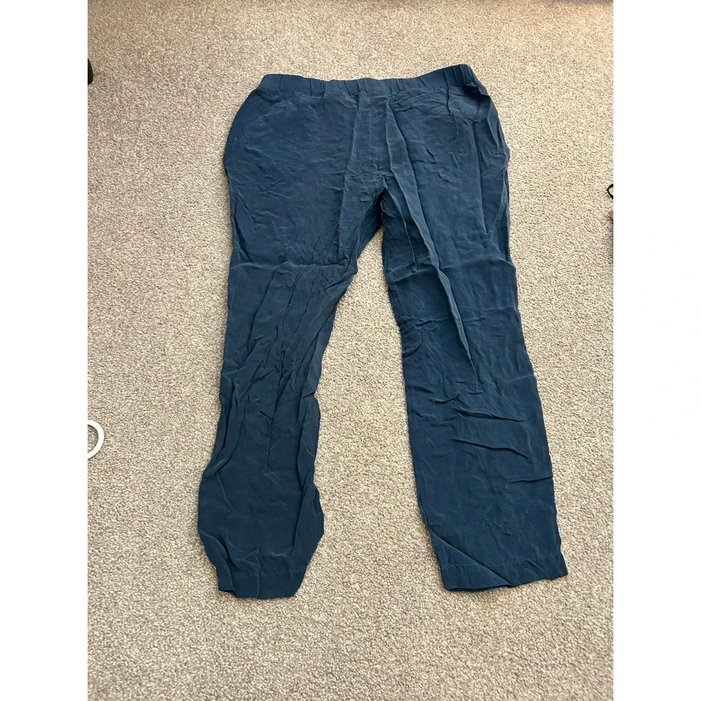 Laurel Cupro Tapered Trousers Womens Size‎ 10 Blue Excellent Elastic Waist Tie